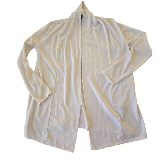 DKNY Donna Karen NY Womens White Long Sleeve Draped Front Cardigan Sweater Small - Picture 3 of 10